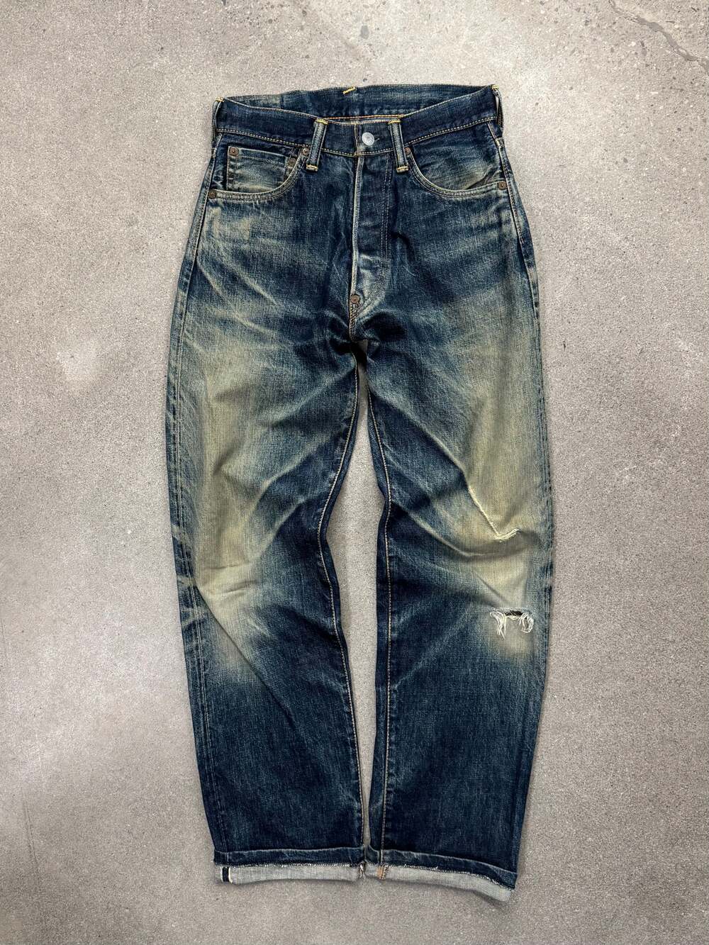 Vintage 90s Faded & Distressed Evisu Japanese Selvedge Jeans - 27”